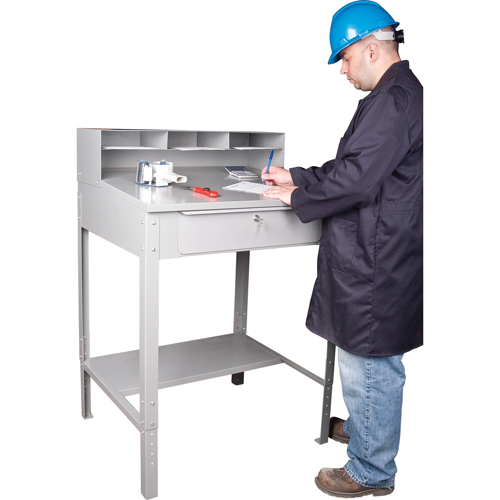 Open Floor Style Shop Desk, 34-1/2" W x 30" D x 53" H, Grey Les Fournitures Industrielles Méga