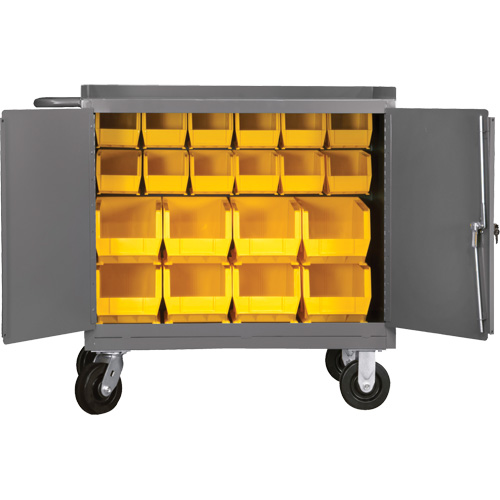 Mobile Workbench Cabinet with Bins, Steel Surface Les Fournitures Industrielles Méga