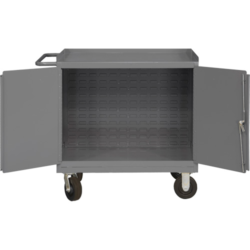 Armoire d'&eacute;tabli mobile avec panneau arri&egrave;re &agrave; persiennes, Acier Surface Les Fournitures Industrielles Méga