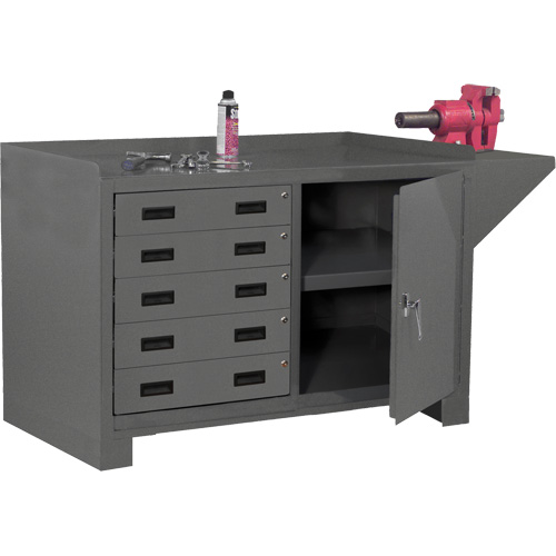 Stationary Workstation, Steel Surface, 60-1/8" W x 24-1/4" D x 36-1/4" H Les Fournitures Industrielles Méga