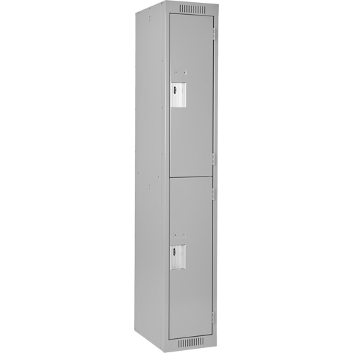 Clean Line Lockers, 2 -tier, 12" x 18" x 72", Steel, Grey, Rivet (Assembled) Les Fournitures Industrielles Méga