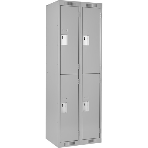 Casiers Clean Line, 2 niveaux, Bloc de 2, 24" x 18" x 72", Acier, Gris, Rivet (assembl&eacute;) Les Fournitures Industrielles Méga