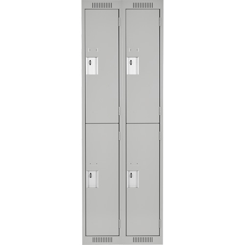 Casiers Clean Line, 2 niveaux, Bloc de 2, 24" x 18" x 72", Acier, Gris, Rivet (assembl&eacute;) Les Fournitures Industrielles Méga