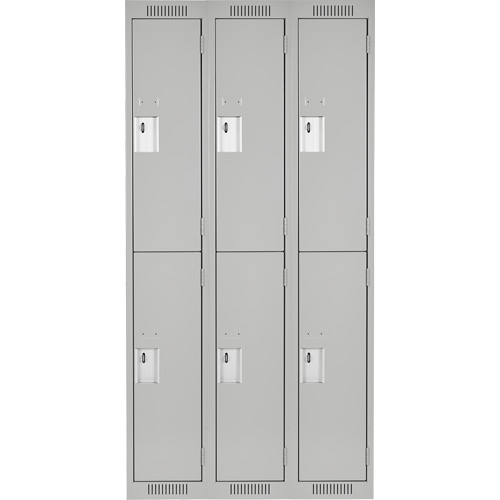 Clean Line Lockers, 2 -tier, Bank of 3, 36" x 18" x 72", Steel, Grey, Rivet (Assembled) Les Fournitures Industrielles Méga