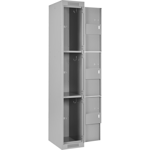 Clean Line Lockers, 3 -tier, Bank of 3, 36" x 18" x 72", Steel, Grey, Rivet (Assembled) Les Fournitures Industrielles Méga