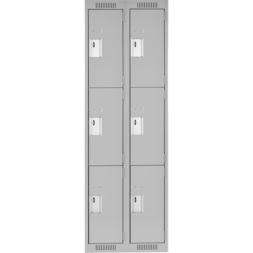 Clean Line Lockers, 3 -tier, Bank of 2, 24" x 18" x 72", Steel, Grey, Rivet (Assembled) Les Fournitures Industrielles Méga