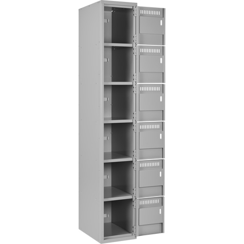 Clean Line Lockerettes, 6 -tier, Bank of 4, 48" x 18" x 72", Steel, Grey, Rivet (Assembled) Les Fournitures Industrielles Méga