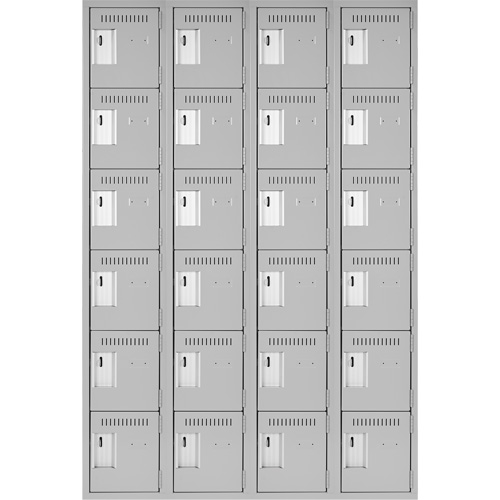 Clean Line Lockerettes, 6 -tier, Bank of 4, 48" x 18" x 72", Steel, Grey, Rivet (Assembled) Les Fournitures Industrielles Méga