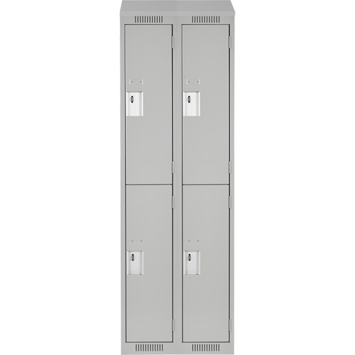 Clean Line Lockers, 2 -tier, Bank of 2, 24" x 18" x 78", Steel, Grey, Rivet (Assembled) Les Fournitures Industrielles Méga