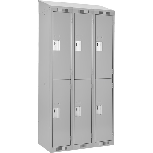Clean Line Lockers, 2 -tier, Bank of 3, 36" x 18" x 78", Steel, Grey, Rivet (Assembled) Les Fournitures Industrielles Méga