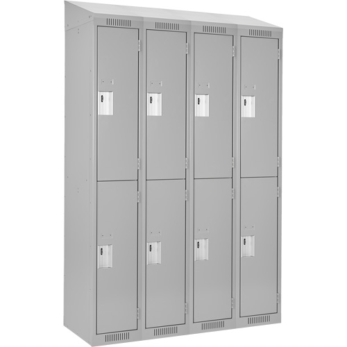 Clean Line Lockers, 2 -tier, Bank of 4, 48" x 18" x 78", Steel, Grey, Rivet (Assembled) Les Fournitures Industrielles Méga