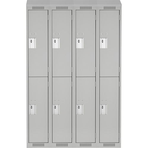 Clean Line Lockers, 2 -tier, Bank of 4, 48" x 18" x 78", Steel, Grey, Rivet (Assembled) Les Fournitures Industrielles Méga