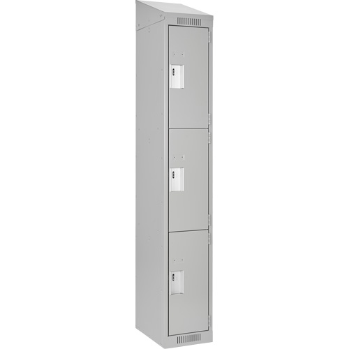 Clean Line Lockers, 3 -tier, 12" x 18" x 78", Steel, Grey, Rivet (Assembled) Les Fournitures Industrielles Méga