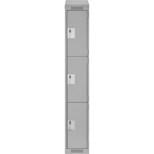 Clean Line Lockers, 3 -tier, 12" x 18" x 78", Steel, Grey, Rivet (Assembled) Les Fournitures Industrielles Méga