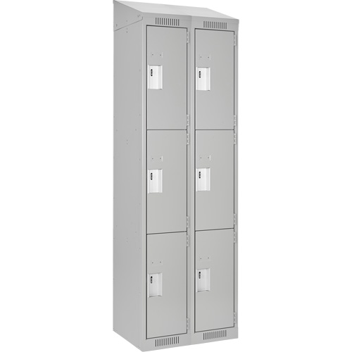 Clean Line Lockers, 3 -tier, Bank of 2, 24" x 18" x 78", Steel, Grey, Rivet (Assembled) Les Fournitures Industrielles Méga