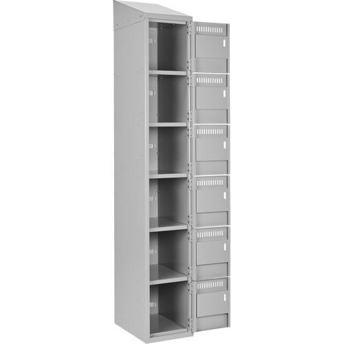 Clean Line Lockerette , 6 -tier, Bank of 4, 48" x 18" x 78", Steel, Grey, Rivet (Assembled) Les Fournitures Industrielles Méga