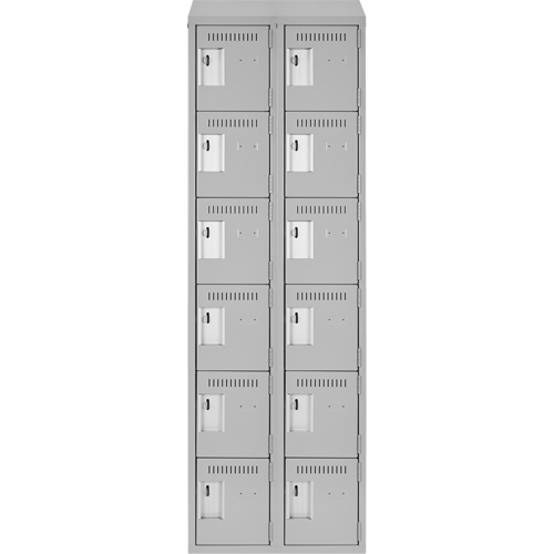 Clean Line Lockerette , 6 -tier, Bank of 2, 24" x 18" x 78", Steel, Grey, Rivet (Assembled) Les Fournitures Industrielles Méga