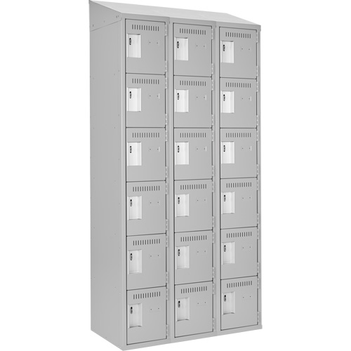 Clean Line Lockerette , 6 -tier, Bank of 3, 36" x 18" x 78", Steel, Grey, Rivet (Assembled) Les Fournitures Industrielles Méga