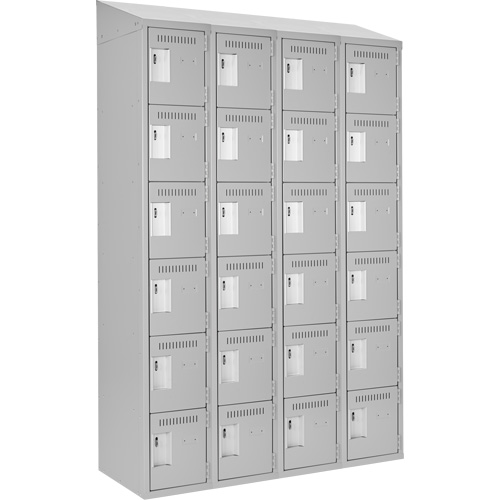 Clean Line Lockerette , 6 -tier, Bank of 4, 48" x 18" x 78", Steel, Grey, Rivet (Assembled) Les Fournitures Industrielles Méga