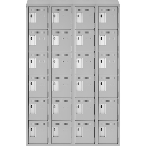 Clean Line Lockerette , 6 -tier, Bank of 4, 48" x 18" x 78", Steel, Grey, Rivet (Assembled) Les Fournitures Industrielles Méga