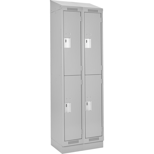 Clean Line Lockers, 2 -tier, Bank of 2, 24" x 18" x 82", Steel, Grey, Rivet (Assembled) Les Fournitures Industrielles Méga