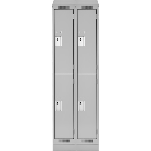 Clean Line Lockers, 2 -tier, Bank of 2, 24" x 18" x 82", Steel, Grey, Rivet (Assembled) Les Fournitures Industrielles Méga