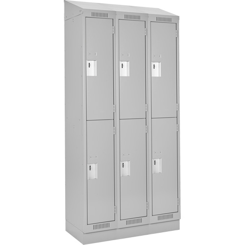 Clean Line Lockers, 2 -tier, Bank of 3, 36" x 18" x 82", Steel, Grey, Rivet (Assembled) Les Fournitures Industrielles Méga