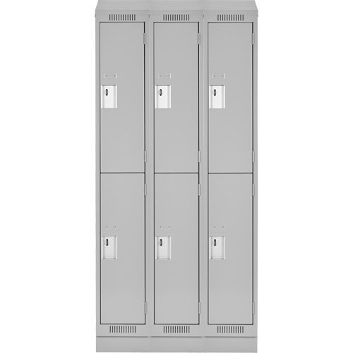 Clean Line Lockers, 2 -tier, Bank of 3, 36" x 18" x 82", Steel, Grey, Rivet (Assembled) Les Fournitures Industrielles Méga