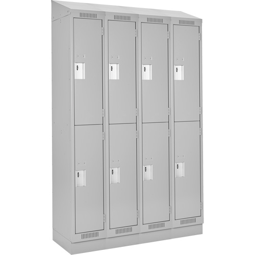 Clean Line Lockers, 2 -tier, Bank of 4, 48" x 18" x 82", Steel, Grey, Rivet (Assembled) Les Fournitures Industrielles Méga