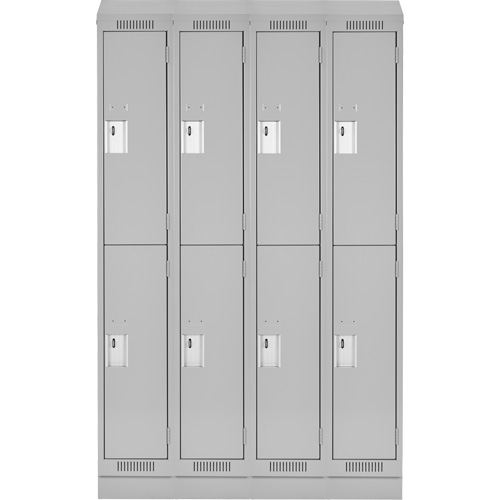 Clean Line Lockers, 2 -tier, Bank of 4, 48" x 18" x 82", Steel, Grey, Rivet (Assembled) Les Fournitures Industrielles Méga