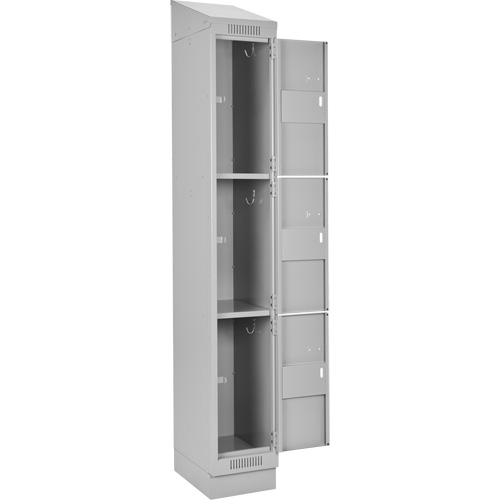 Clean Line Lockers, 3 -tier, Bank of 4, 48" x 18" x 82", Steel, Grey, Rivet (Assembled) Les Fournitures Industrielles Méga