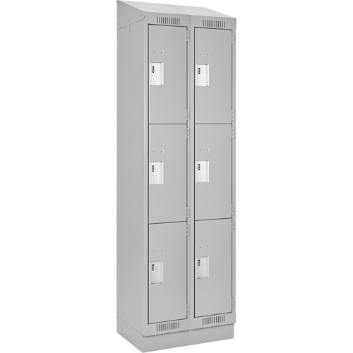 Clean Line Lockers, 3 -tier, Bank of 2, 24" x 18" x 82", Steel, Grey, Rivet (Assembled) Les Fournitures Industrielles Méga