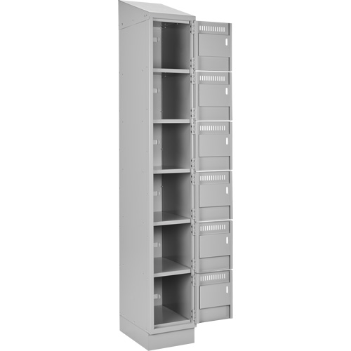 Clean Line Lockerette, 6 -tier, Bank of 3, 36" x 18" x 82", Steel, Grey, Rivet (Assembled) Les Fournitures Industrielles Méga