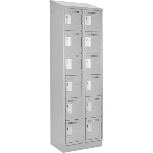 Clean Line Lockerette, 6 -tier, Bank of 2, 24" x 18" x 82", Steel, Grey, Rivet (Assembled) Les Fournitures Industrielles Méga