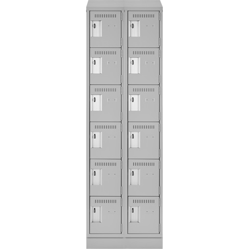Clean Line Lockerette, 6 -tier, Bank of 2, 24" x 18" x 82", Steel, Grey, Rivet (Assembled) Les Fournitures Industrielles Méga
