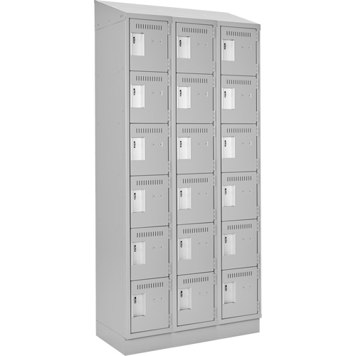 Clean Line Lockerette, 6 -tier, Bank of 3, 36" x 18" x 82", Steel, Grey, Rivet (Assembled) Les Fournitures Industrielles Méga