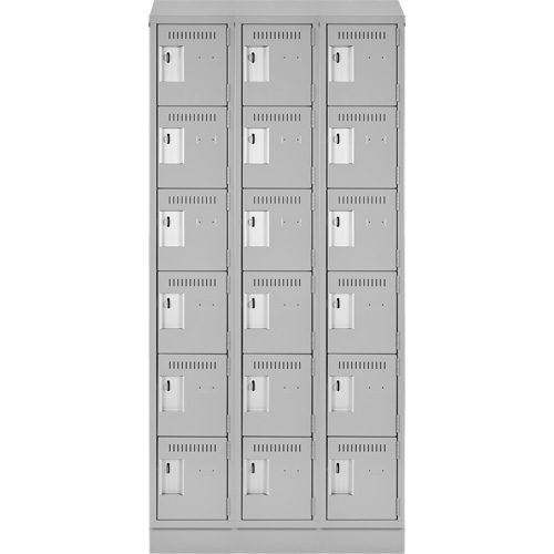 Clean Line Lockerette, 6 -tier, Bank of 3, 36" x 18" x 82", Steel, Grey, Rivet (Assembled) Les Fournitures Industrielles Méga