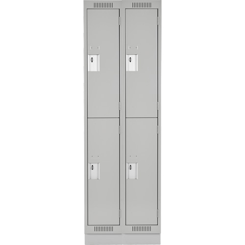 Clean Line Lockers, 2 -tier, Bank of 2, 24" x 18" x 76", Steel, Grey, Rivet (Assembled) Les Fournitures Industrielles Méga