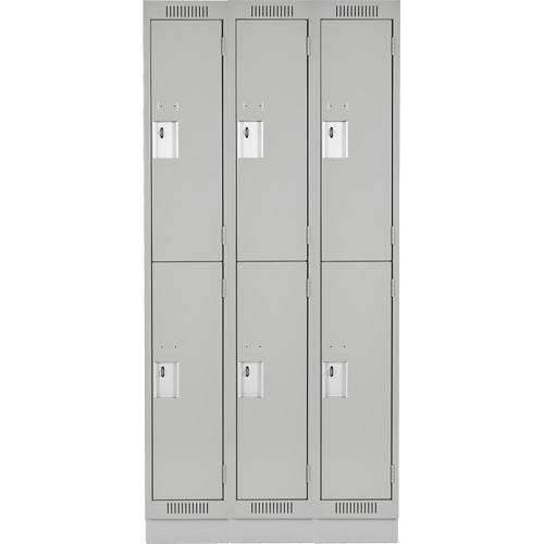 Clean Line Lockers, 2 -tier, Bank of 3, 36" x 18" x 76", Steel, Grey, Rivet (Assembled) Les Fournitures Industrielles Méga