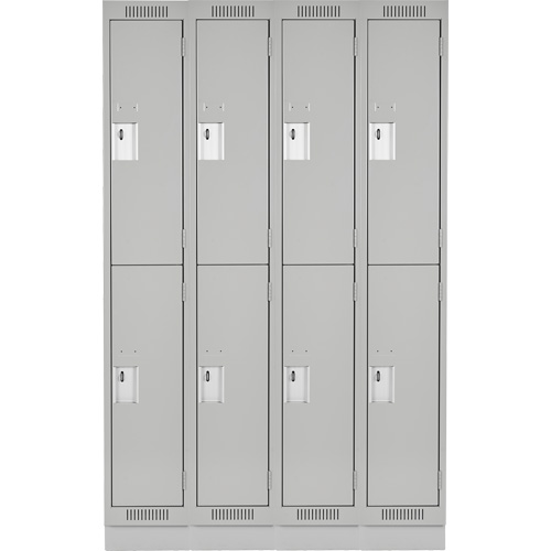 Clean Line Lockers, 2 -tier, Bank of 4, 48" x 18" x 76", Steel, Grey, Rivet (Assembled) Les Fournitures Industrielles Méga