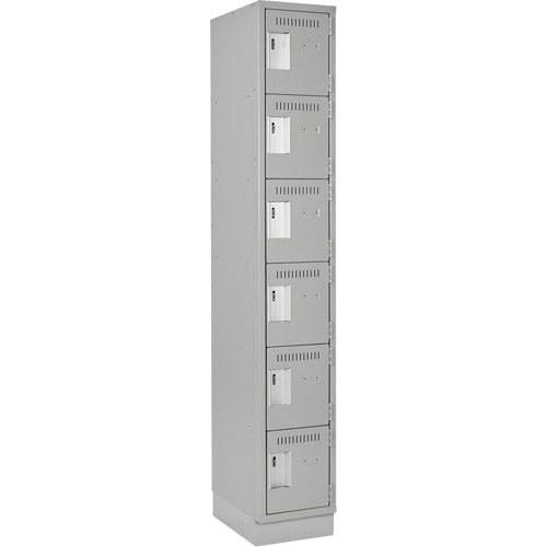Clean Line Lockerette, 6 -tier, 12" x 18" x 76", Steel, Grey, Rivet (Assembled) Les Fournitures Industrielles Méga