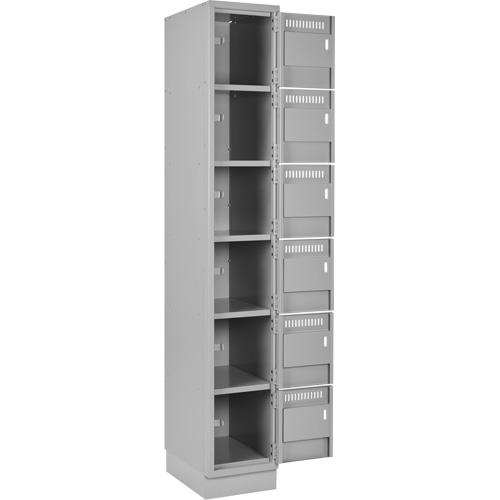Clean Line Lockerette, 6 -tier, Bank of 4, 48" x 18" x 76", Steel, Grey, Rivet (Assembled) Les Fournitures Industrielles Méga
