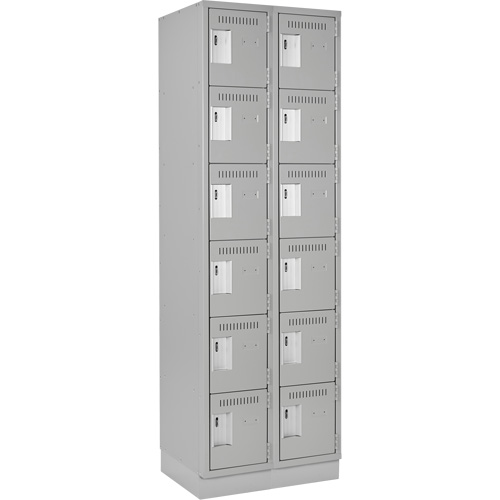 Clean Line Lockerette, 6 -tier, Bank of 2, 24" x 18" x 76", Steel, Grey, Rivet (Assembled) Les Fournitures Industrielles Méga