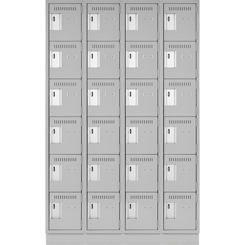 Clean Line Lockerette, 6 -tier, Bank of 4, 48" x 18" x 76", Steel, Grey, Rivet (Assembled) Les Fournitures Industrielles Méga
