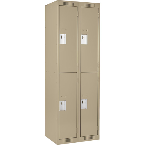 Clean Line Lockers, 2 -tier, Bank of 2, 24" x 18" x 72", Steel, Beige, Rivet (Assembled) Les Fournitures Industrielles Méga