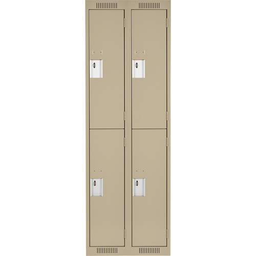 Clean Line Lockers, 2 -tier, Bank of 2, 24" x 18" x 72", Steel, Beige, Rivet (Assembled) Les Fournitures Industrielles Méga