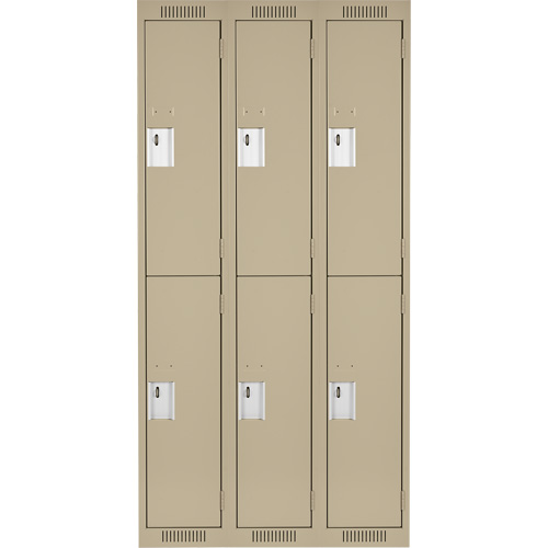 Clean Line Lockers, 2 -tier, Bank of 3, 36" x 18" x 72", Steel, Beige, Rivet (Assembled) Les Fournitures Industrielles Méga