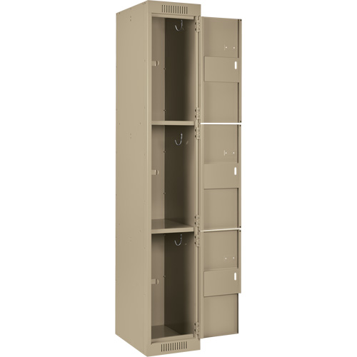 Clean Line Lockers, 3 -tier, Bank of 3, 36" x 18" x 72", Steel, Beige, Rivet (Assembled) Les Fournitures Industrielles Méga
