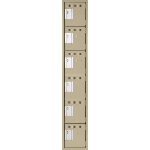 Clean Line Lockerette, 6 -tier, 12" x 18" x 72", Steel, Beige, Rivet (Assembled) Les Fournitures Industrielles Méga