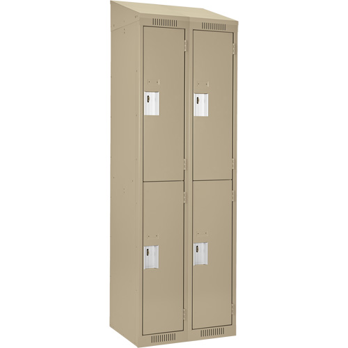 Clean Line Lockers, 2 -tier, Bank of 2, 24" x 18" x 78", Steel, Beige, Rivet (Assembled) Les Fournitures Industrielles Méga